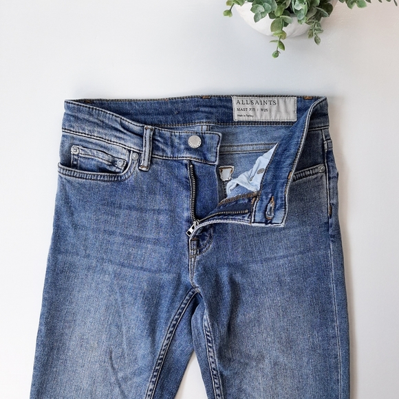 All Saints Mast Skinny Jean's With Frayed Hem 25 - Picture 4 of 9